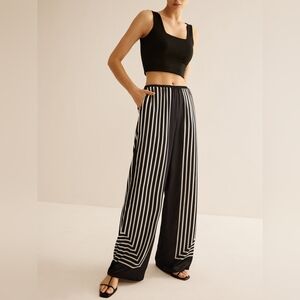 Geometric Pinstripe Satin Pants